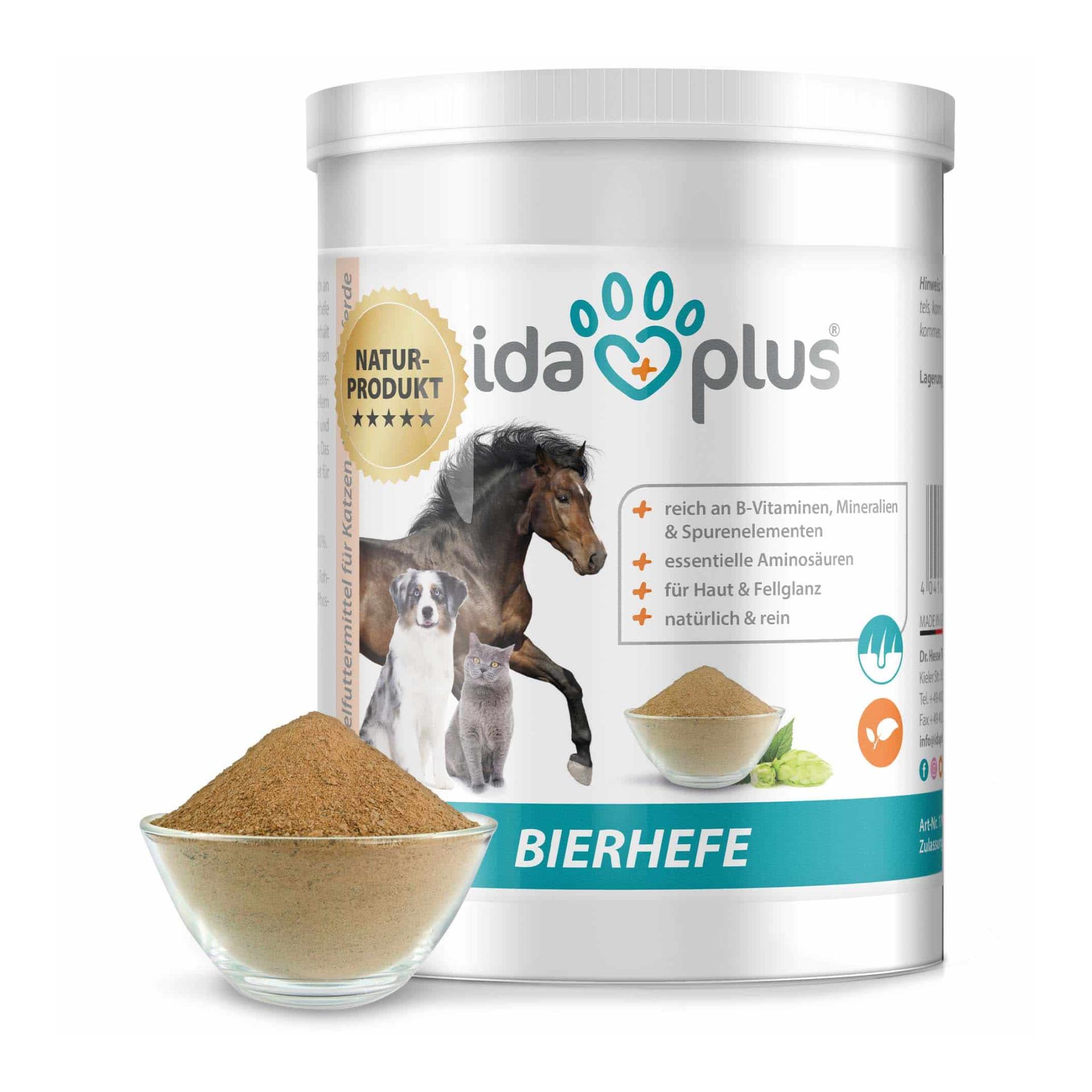 IdaPlus Levure de bière en poudre - Complément alimentaire pour un pelage brillant et une peau forte