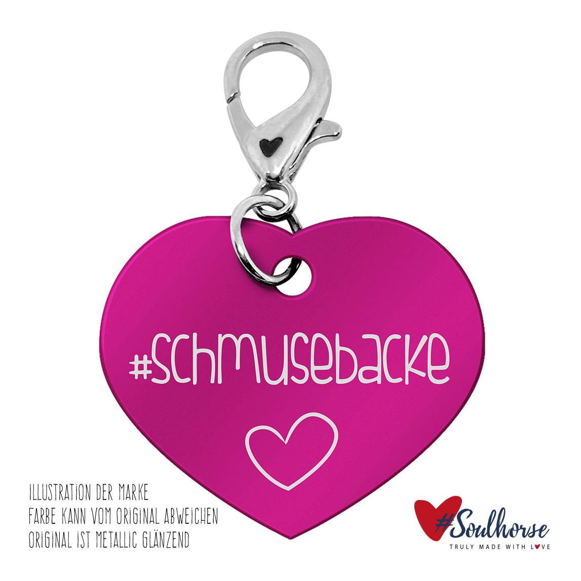 "Schmusebacke" Bunte Pferdemarke mit Karabiner