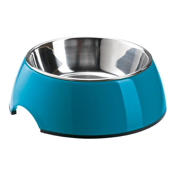 Melamin-Napf mit Edelstahl-Innennapf - petrol
