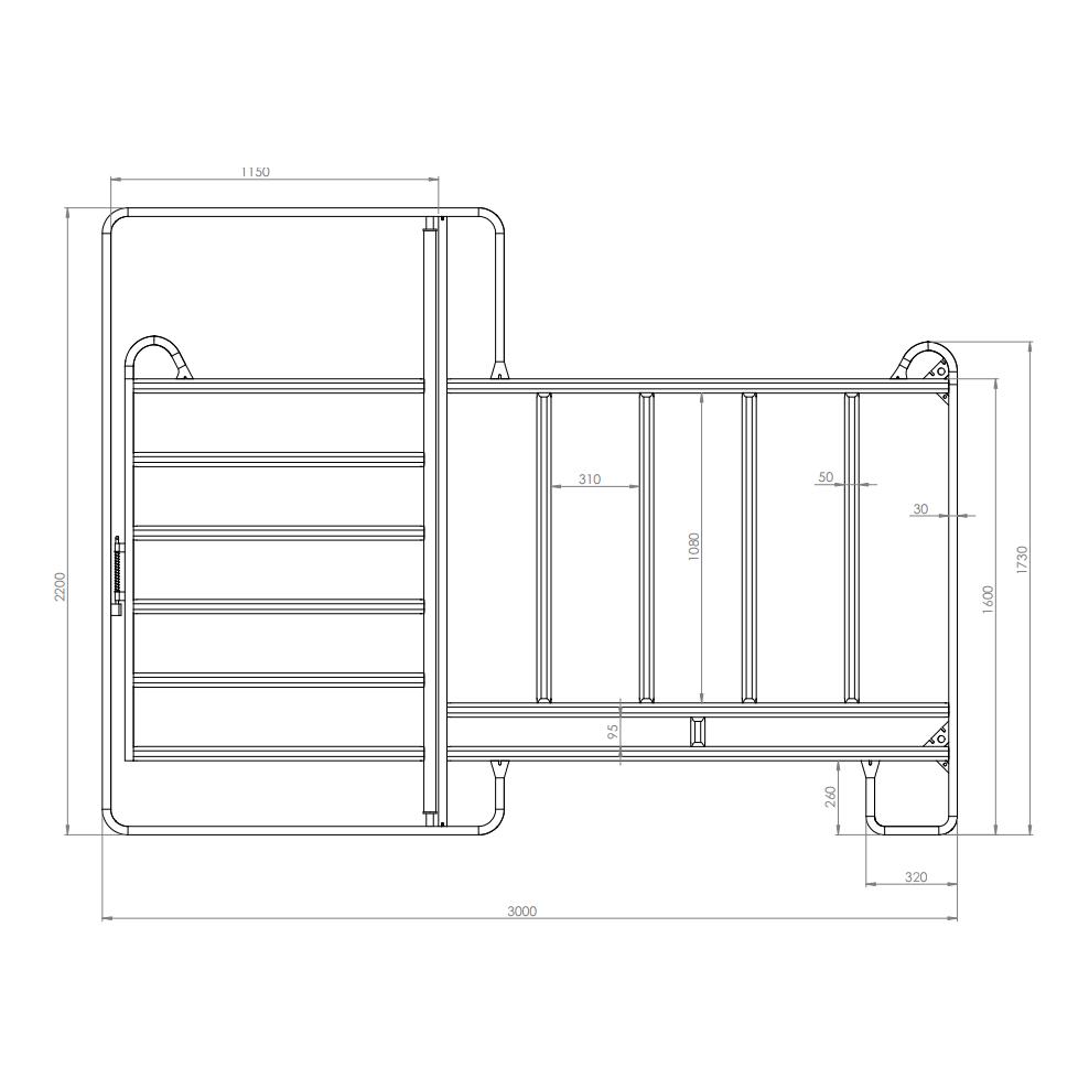 Weidepanel mit Fressgitter und Tor