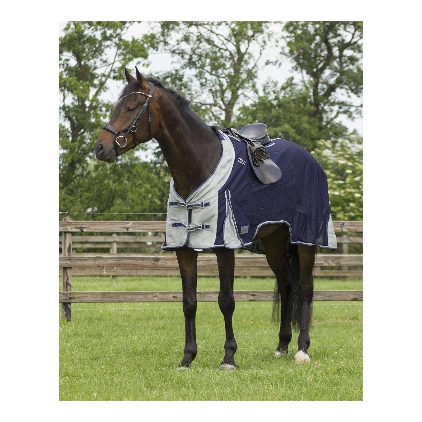 Fliegenausreitdecke mit Hals - blau