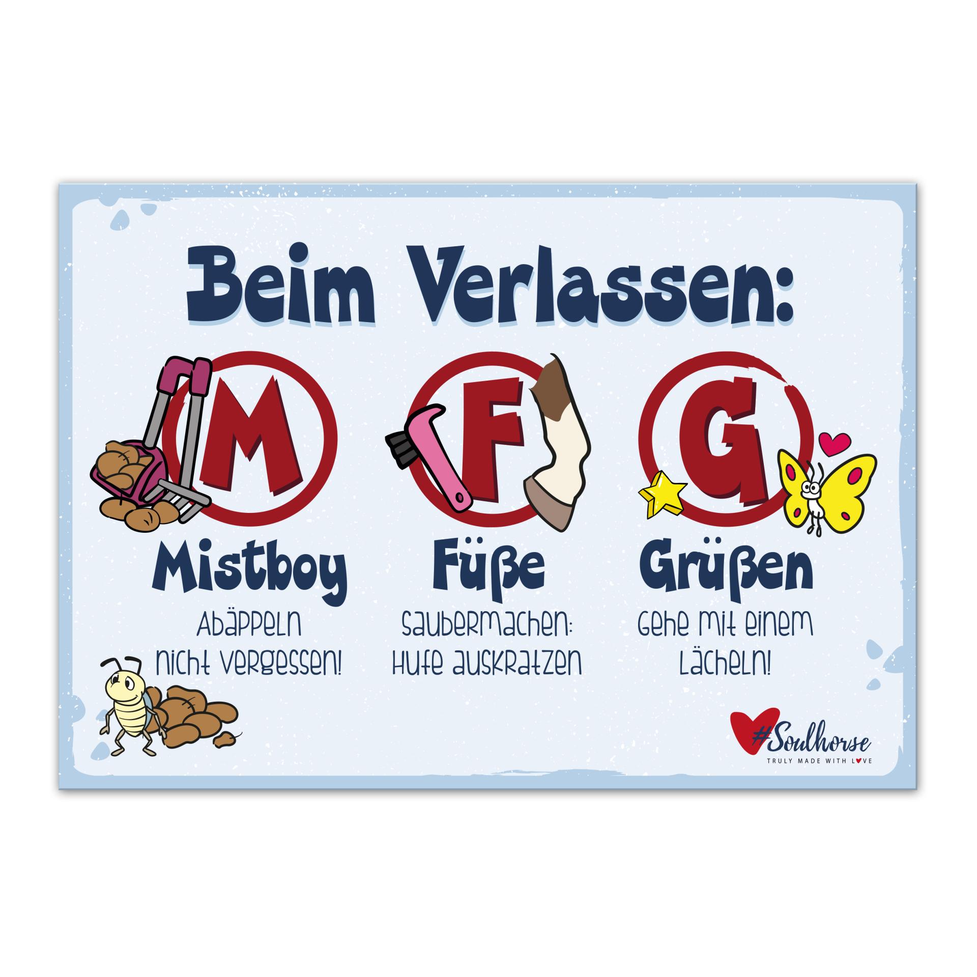 Soulhorse “MFG” Bahn verlassen Stallschild