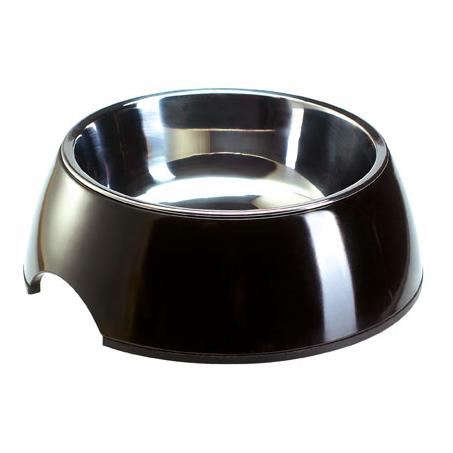 Melamin-Napf mit Edelstahl-Innennapf - schwarz