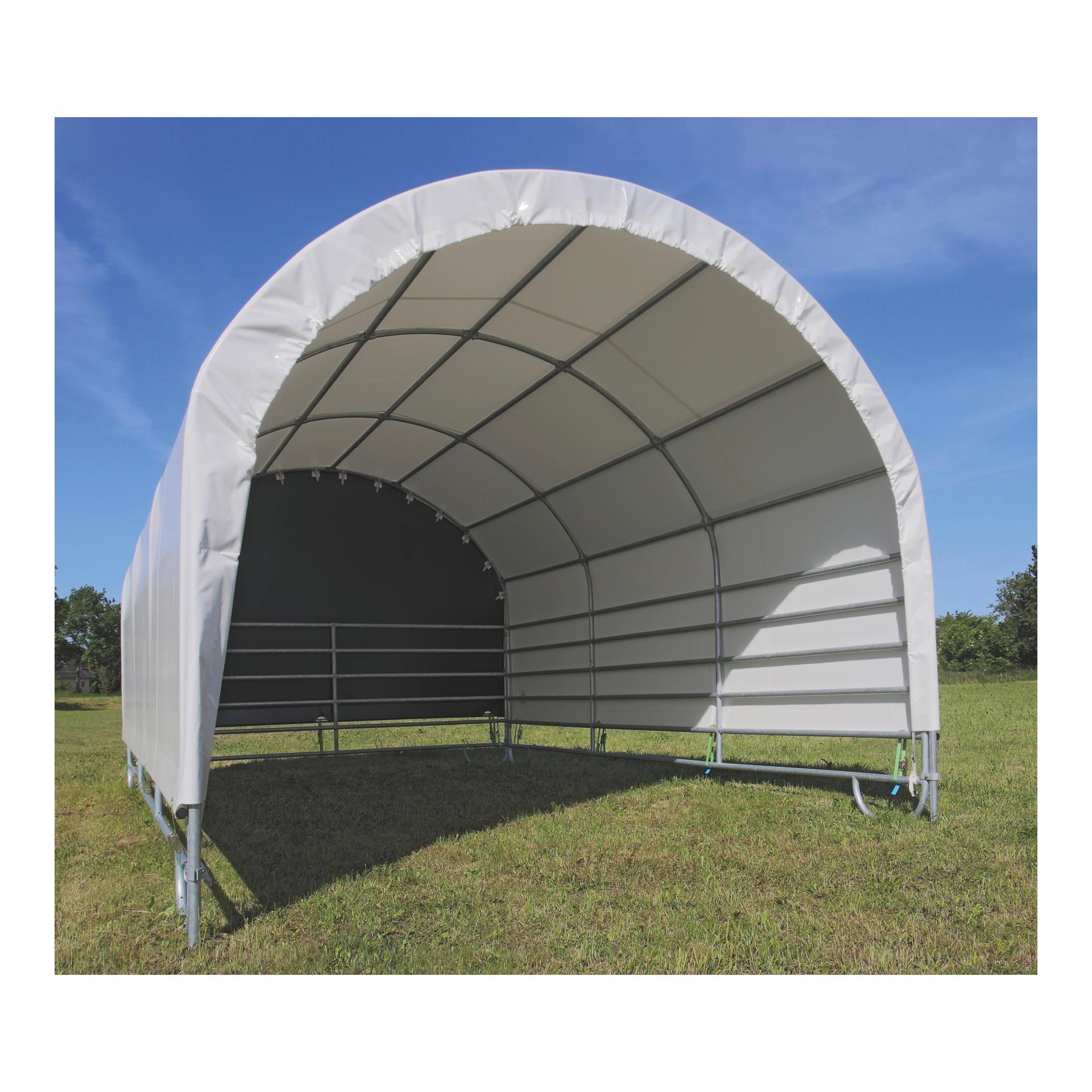 Mobiler Weideunterstand mit langer Dachplane