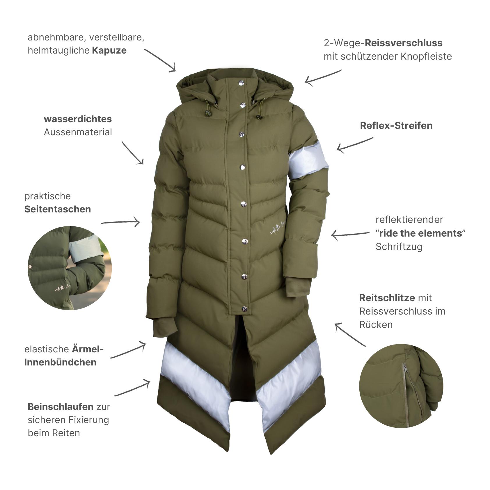 Reit-Set Wintermantel & Reithose | Wintermantel Elements Ultra Reflex & Reithose Motion Fullgrip