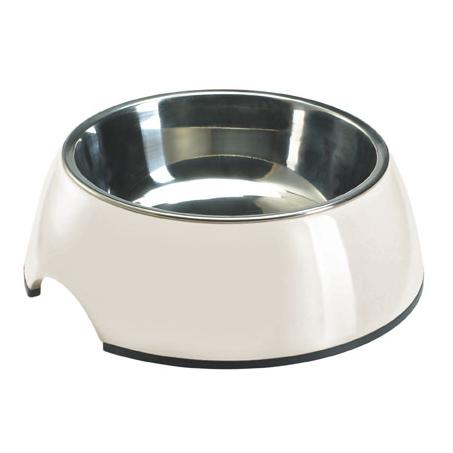 Melamin-Napf mit Edelstahl-Innennapf - weiss