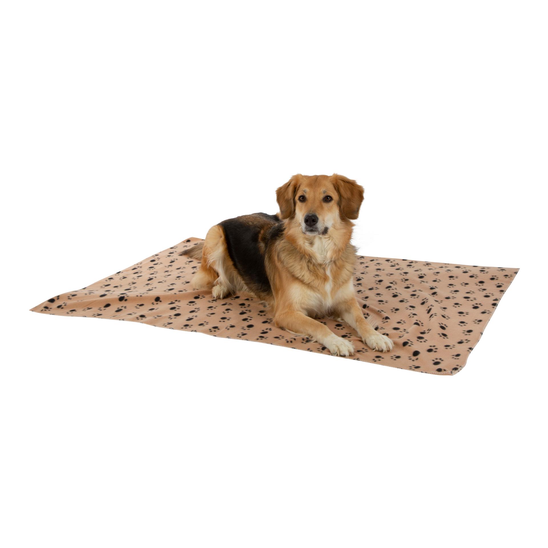 Hundedecke Stella - beige mit Pfoten