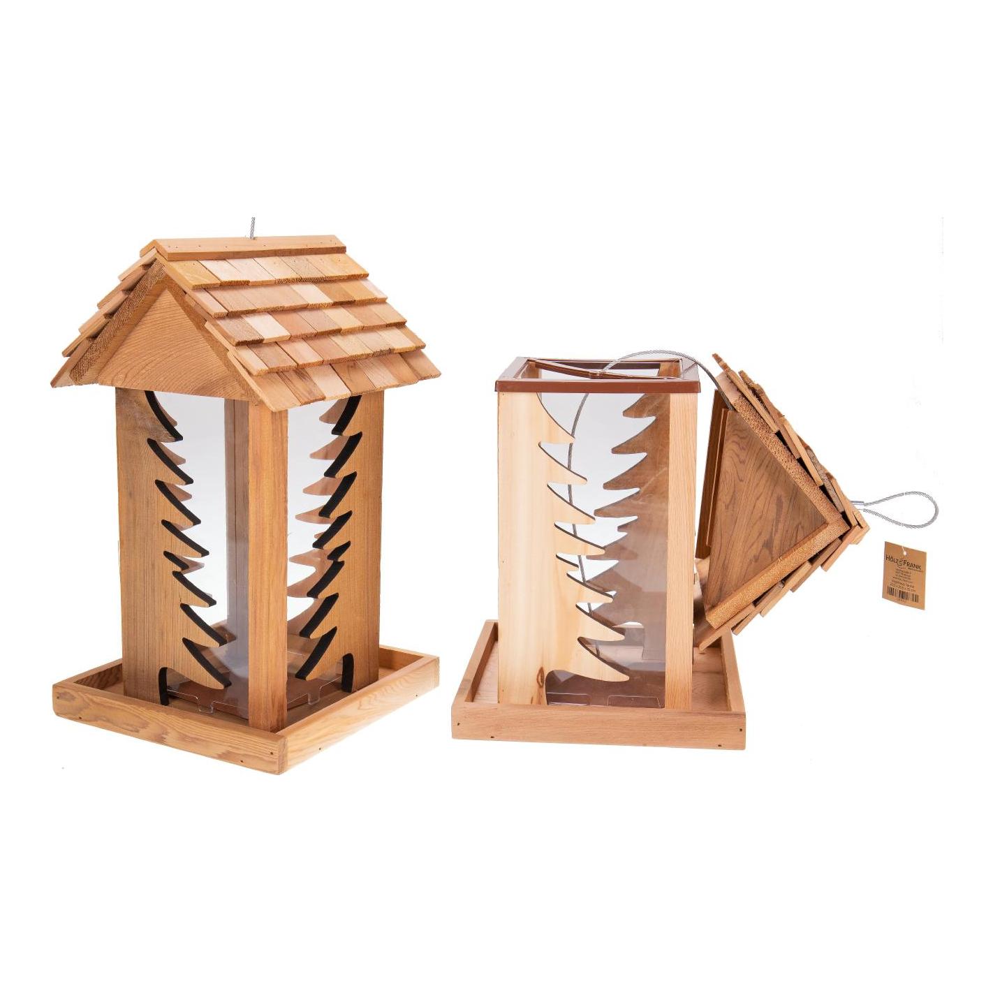 Hauptner Vogel Futterhaus - Zeder (wetterbeständig) - Fenster in Tannenform